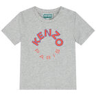 تيشيرت أولاد بالشعار باللون الرمادى, 1, hi-res